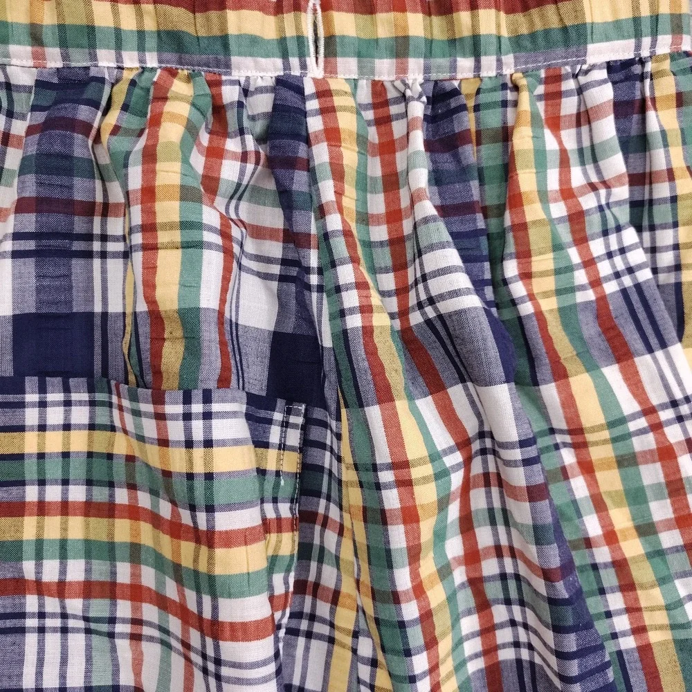 Vintage‎ Prairie Apron Plaid Fabric 2 Pocket Midi Skirt Baumwolle 29